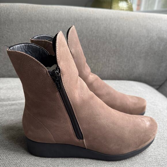 Aquitaine Boot Bella Leather Grey Nubuck Double Side Zip Comfort Casual 7-7.5 - Picture 10 of 11